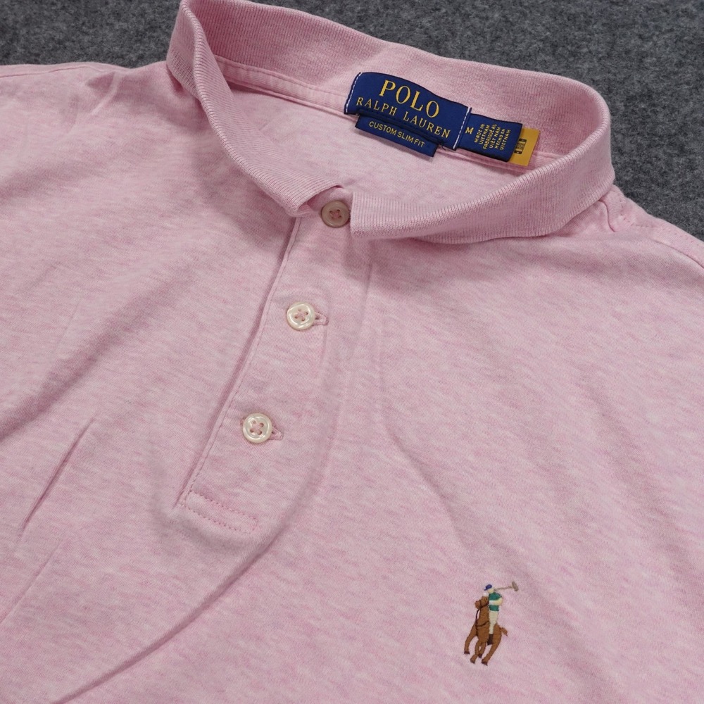 Polo Ralph Lauren Polo Shirt Mens Medium Custom Slim Fit Short Sleeve Pink
